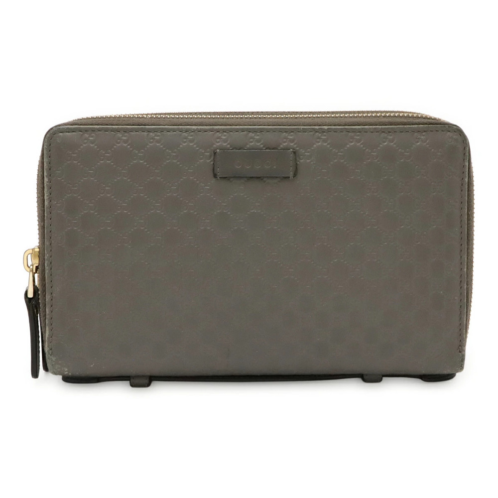 Gucci Microguccissima Travel Case Clutch Bag Organizer Long Wallet Leather Gray